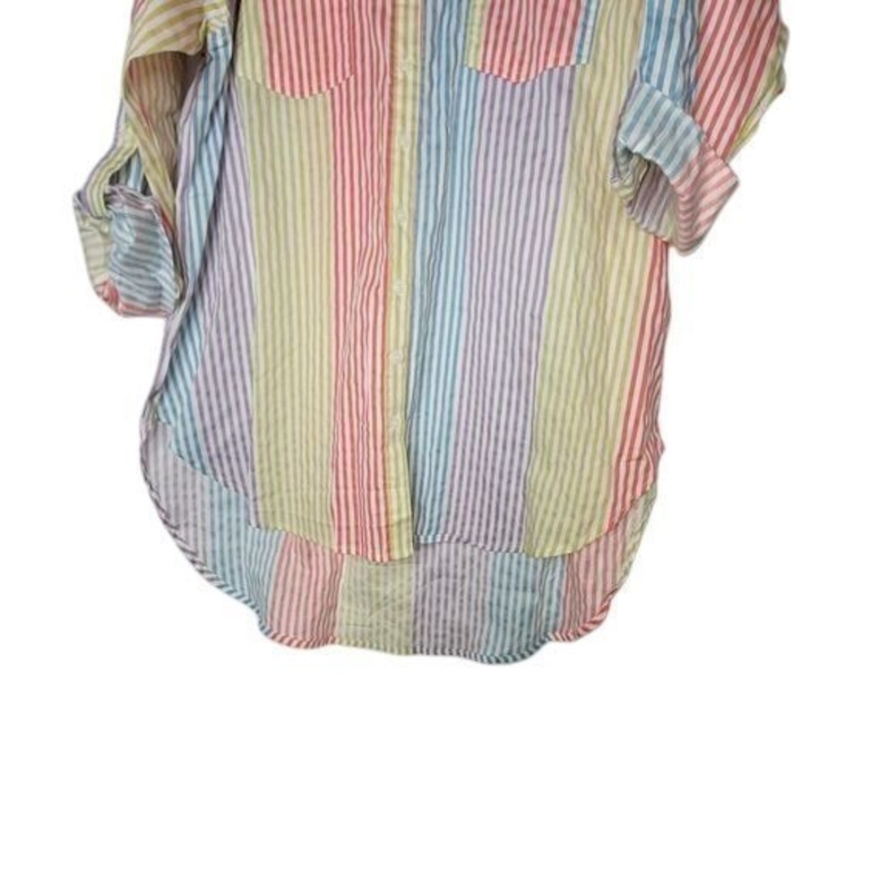 VTG Rouge Women's 2X Striped Preppy Boyfriend Shirt Tunic Top Beachy Lagenlook - Picture 6 of 11
